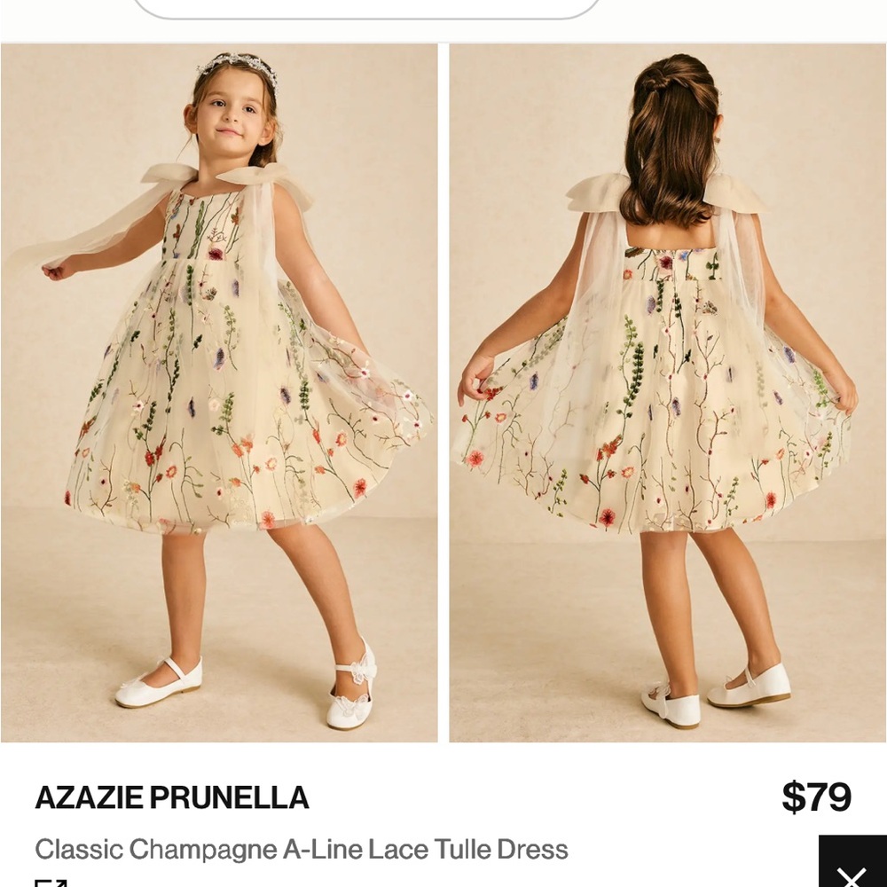 Azazie Prunella Classic Champagne Floral Dress size 3